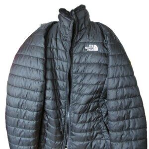 North Face Reversible Quilted Coat Full Zip Black Fleece Jacket Girls XL 18